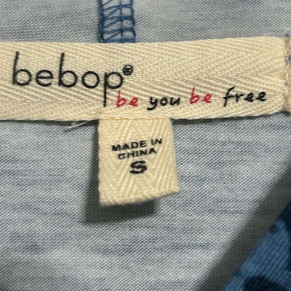 NWOT Bebop Hooded Dress Small Blue Tie Dye Drawstring Short Sleeve Stretch - Picture 5 of 7